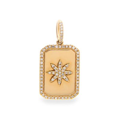 Berloque retangular em ouro com diamantes