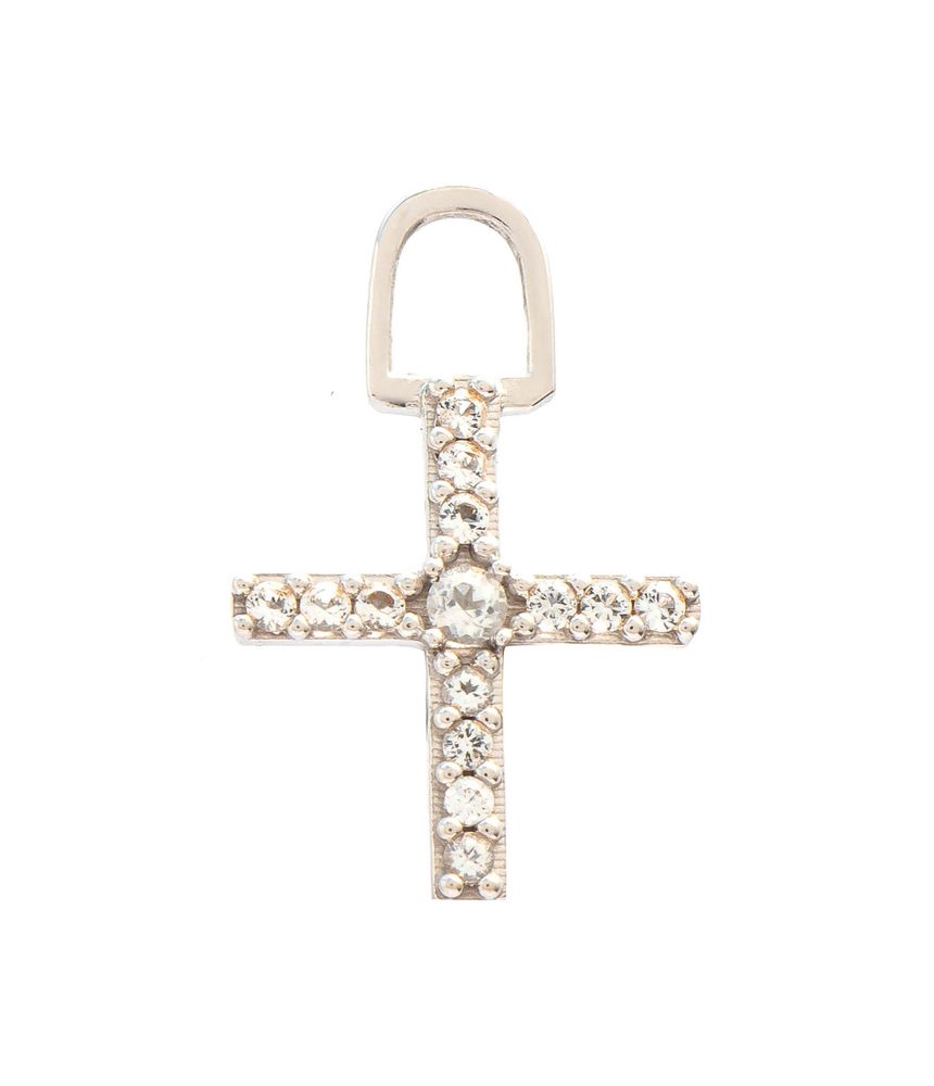 Berloque para brinco crucifixo em ouro com safiras e topázio