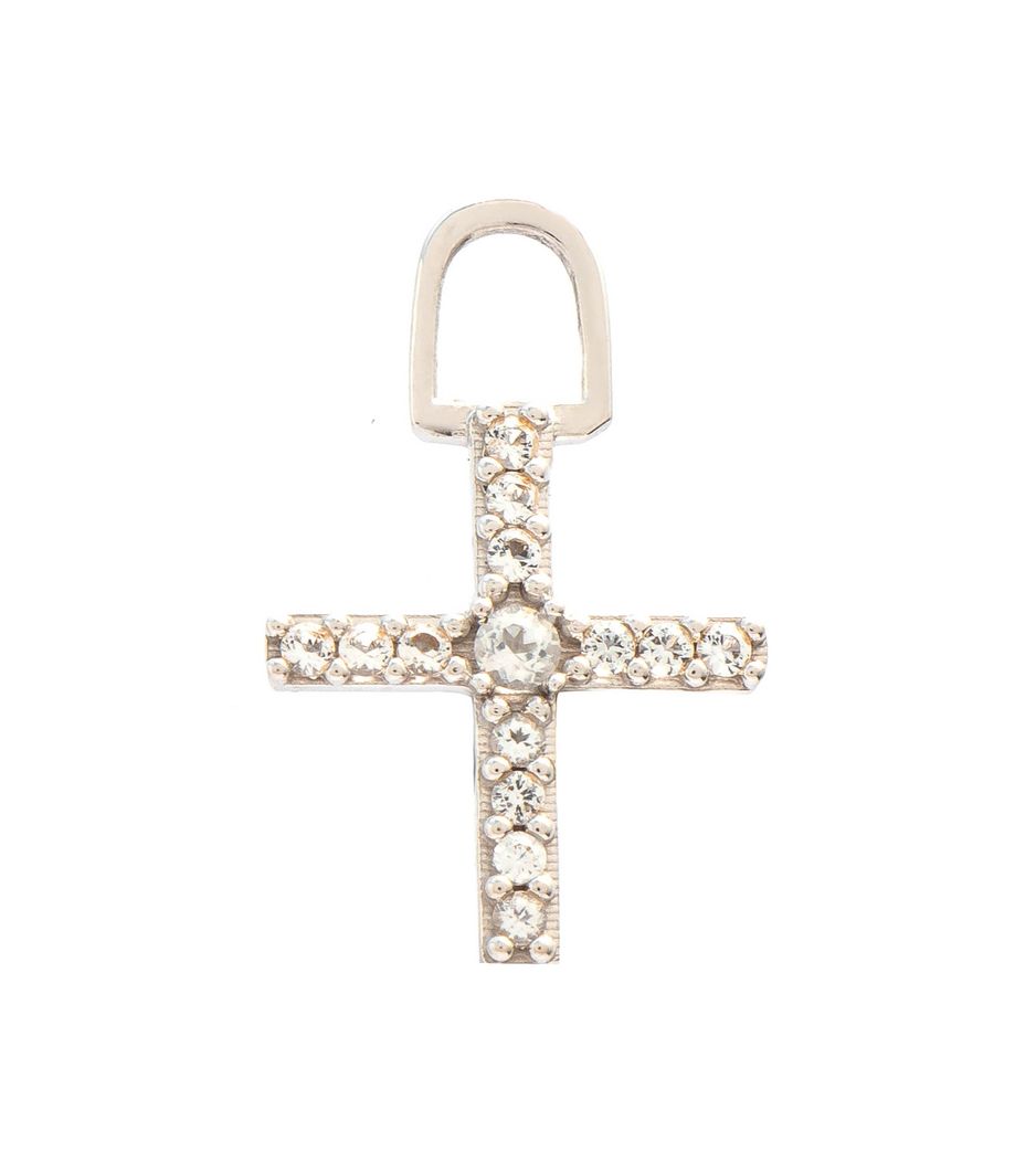 Berloque para brinco crucifixo em ouro com safiras e topázio Berloque para brinco crucifixo em ouro com safiras e topázio