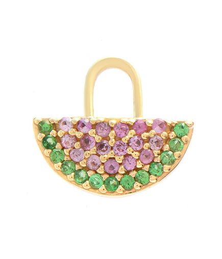 Berloque para brinco watermelon em ouro com safiras e tsavoritas