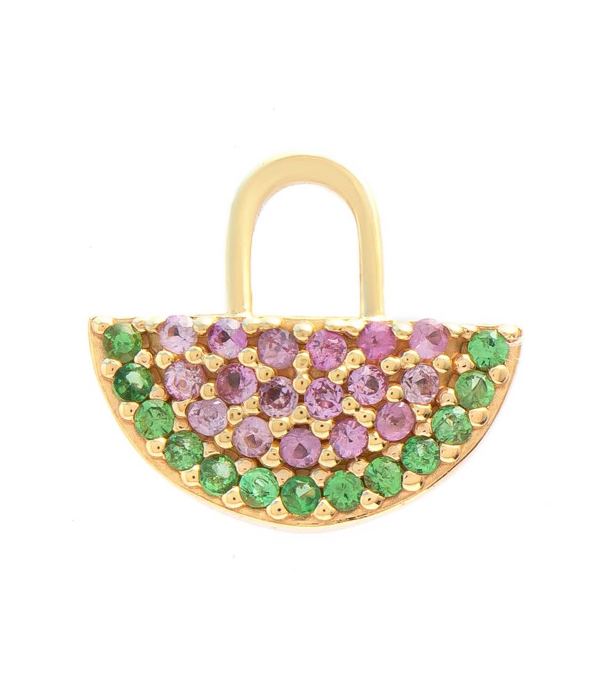 Berloque para brinco watermelon em ouro com safiras e tsavoritas