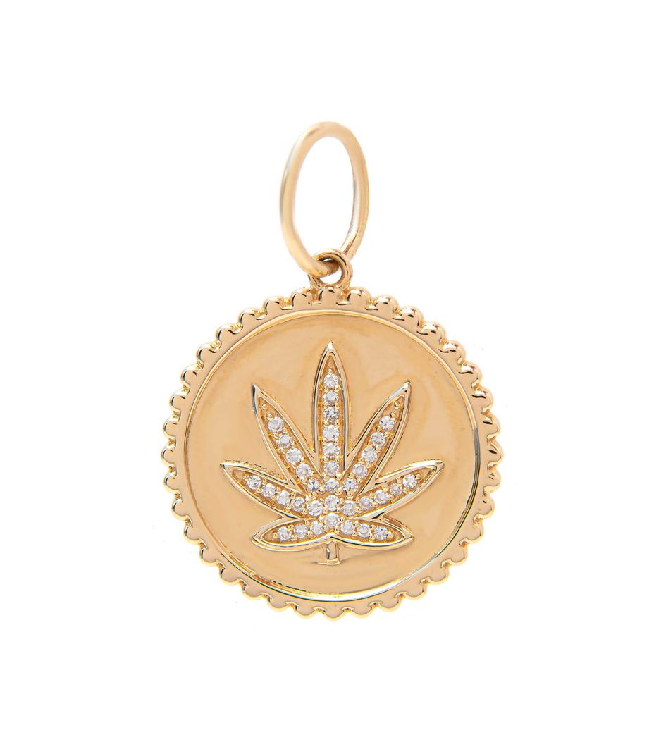 Medalha marijuana em ouro com diamantes