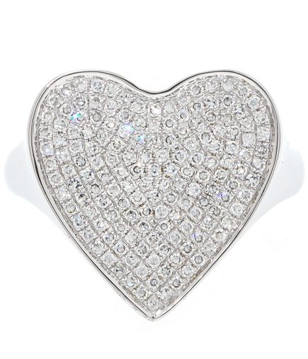 Anel coração em ouro com diamantes