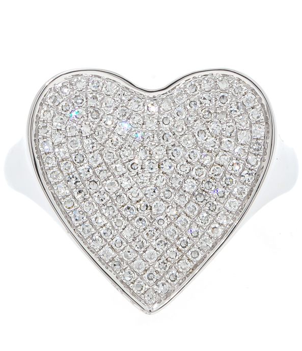 Anel coração em ouro com diamantes