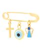Alfinete infantil anjo azul de ouro