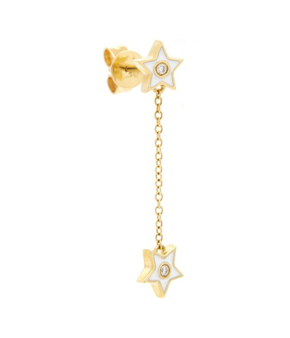 Brinco-único-estrelas-de-ouro-com-diamante-e-esmalte-