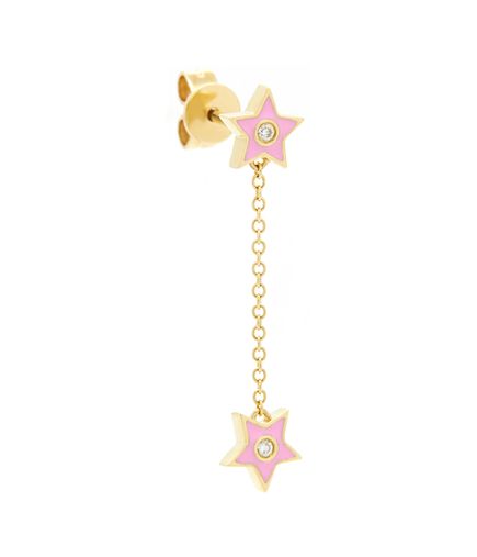 Brinco-único-estrelas-de-ouro-com-diamante-e-esmalte-