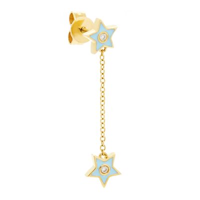 Brinco-único-estrelas-de-ouro-com-diamante-e-esmalte-