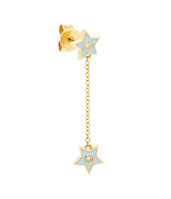 Brinco-unico-estrelas-de-ouro-com-diamante-e-esmalte-