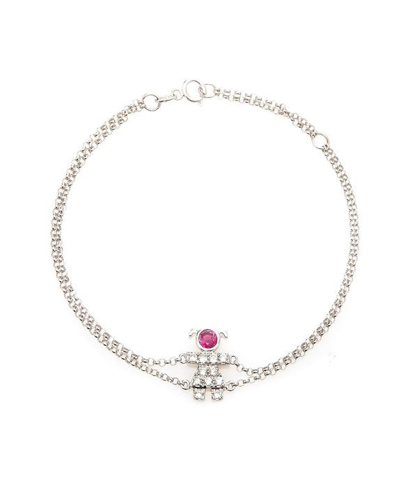 Pulseira delicada de ouro branco e rubis