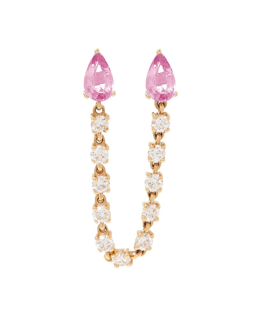 Brinco-unico-chain-duplo-de-ouro-com-safiras-e-brilhante