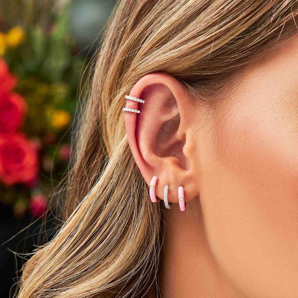 Brinco argola de ouro branco com diamantes - Beatriz Werebe