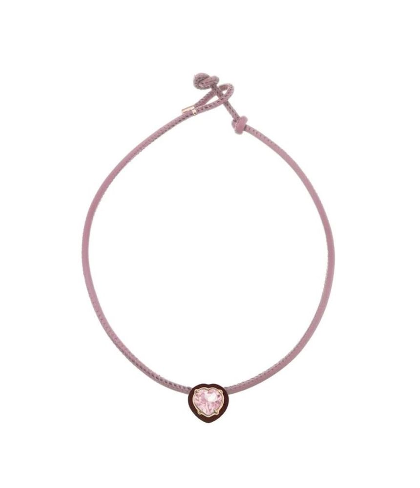 Colar-Bea-Bongiasca-pop-choker-chocolate-enamel-de-ouro-com-quartzo-rosa