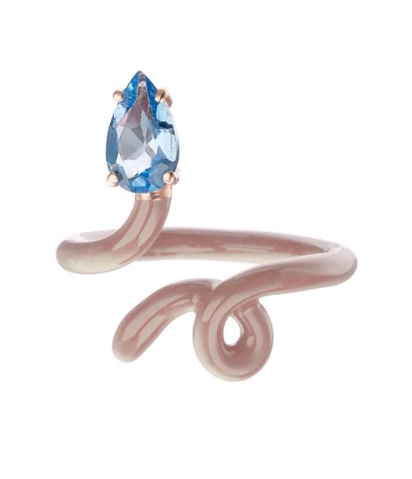 Anel-Bea-Bongiasca-baby-vine-warm-taupe-enamel-de-ouro-com-topazio