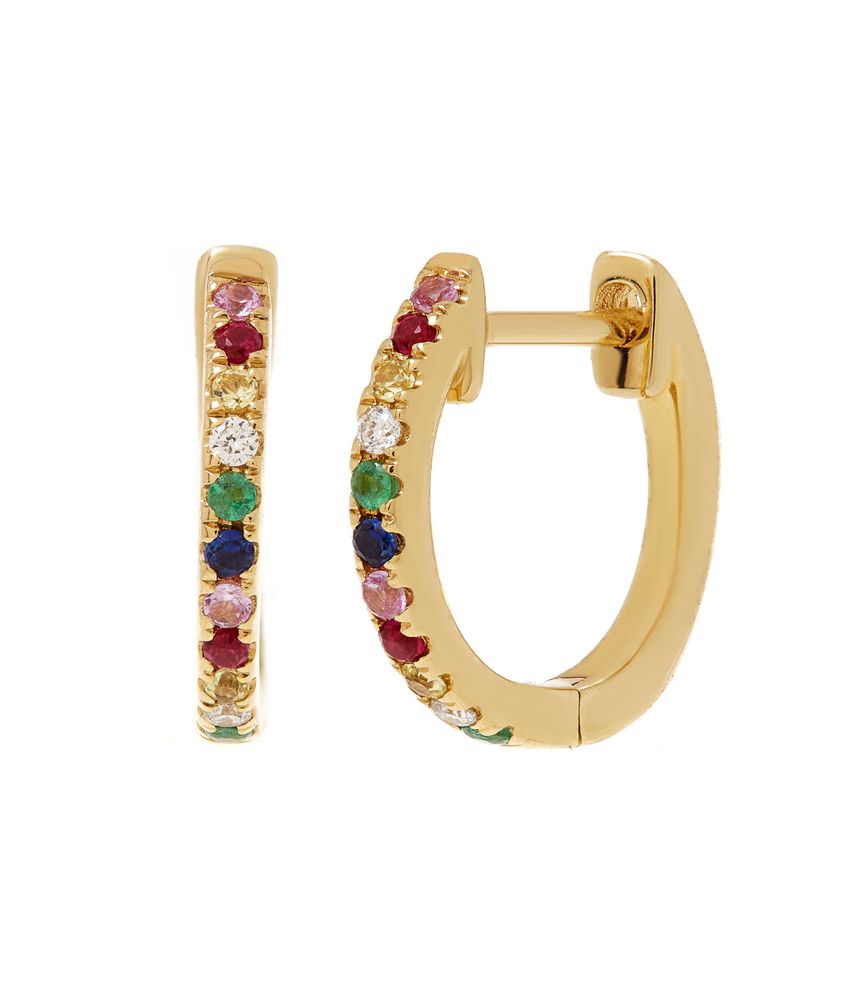 Brinco-argola-huggie-rainbow-de-ouro-com-safiras