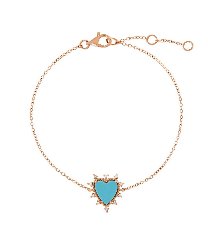 Pulseira-heart-on-fire-de-ouro-rosa-com-turquesa-e-diamantes