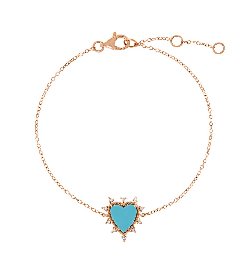 Pulseira-heart-on-fire-de-ouro-rosa-com-turquesa-e-diamantes