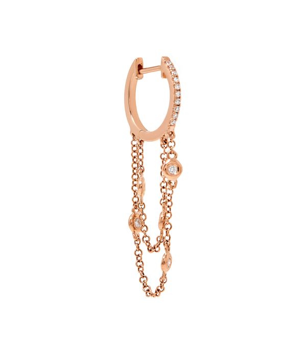 Brinco-argola-chain-unico-de-ouro-rosa-com-brilhantes