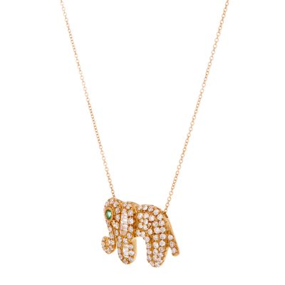 Colar-pendente-elefante-de-ouro-com-diamantes-e-esmeralda