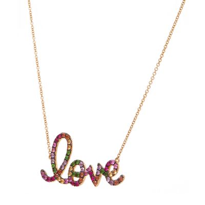 Colar-pendente-love-rainbow-handwritten-de-ouro-com-safiras