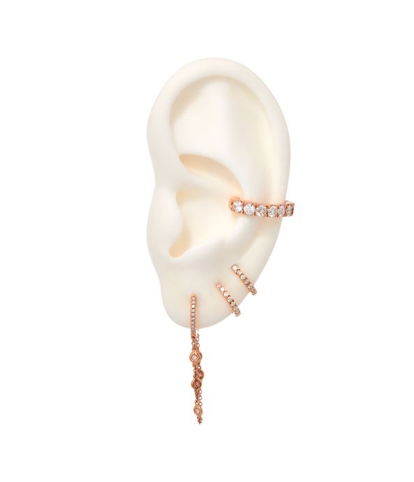 Brinco-argola-chain-unico-de-ouro-rosa-com-brilhantes