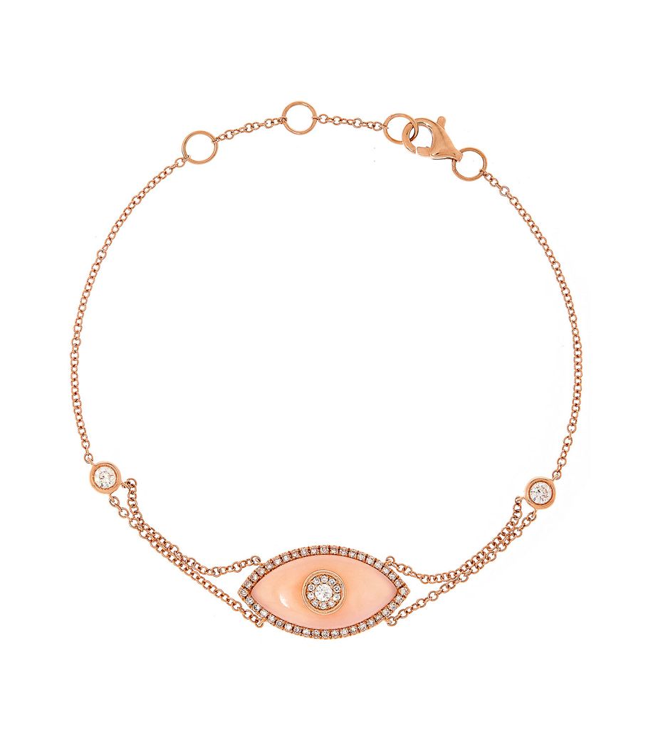 Pulseira-olho-grego-de-ouro-rosa-com-opala-e-diamantes Pulseira-olho-grego-de-ouro-rosa-com-opala-e-diamantes