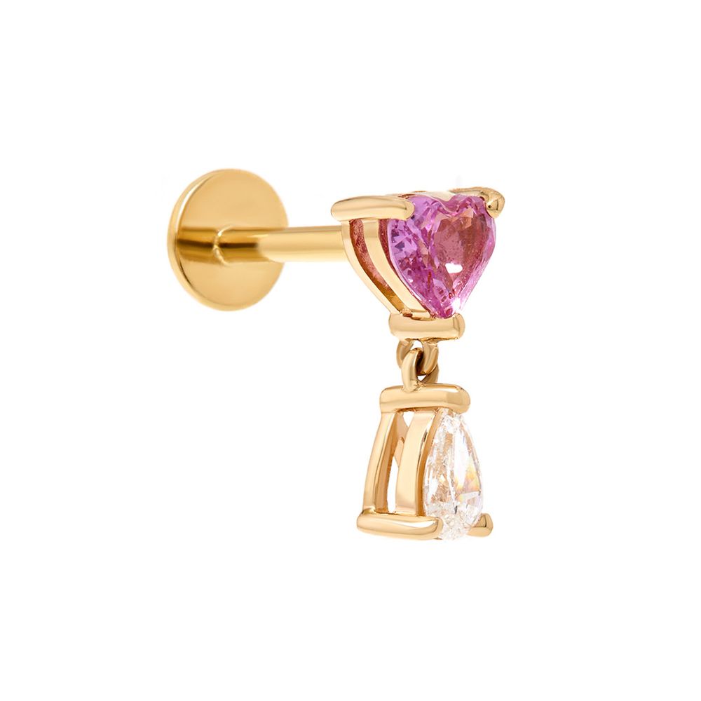 Piercing de encaixe de ouro rosa com diamantes - Beatriz Werebe