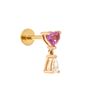 Piercing de tarraxa com safira rosa e diamante
