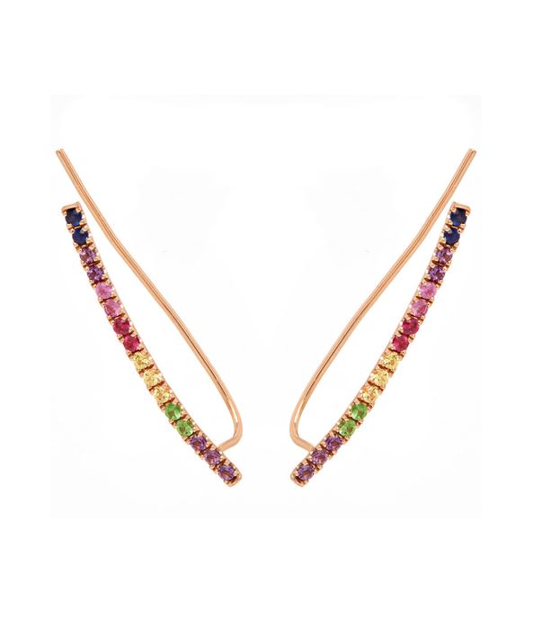 brinco-ear-cuff-de-ouro-rosa-com-safiras-coloridas