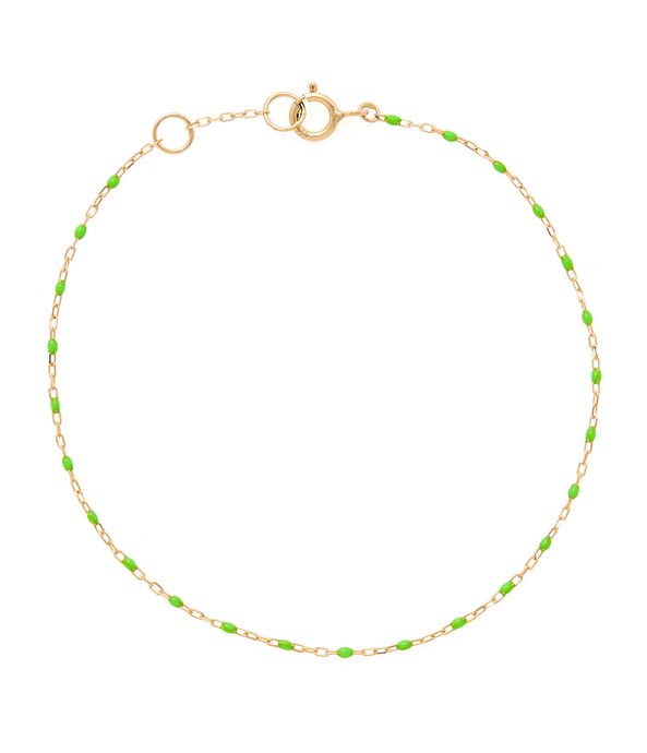 Pulseira pop dot pedras verdes de ouro enamel