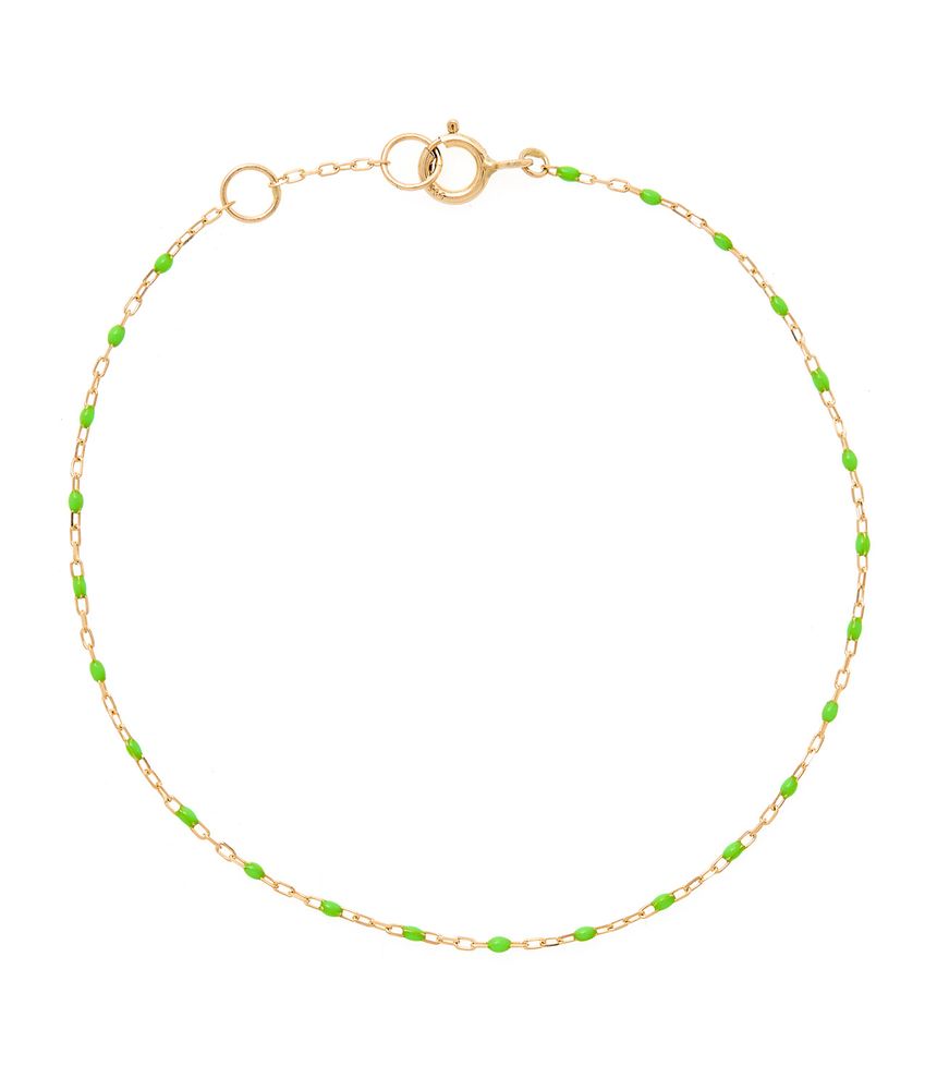Pulseira pop dot pedras verdes de ouro enamel