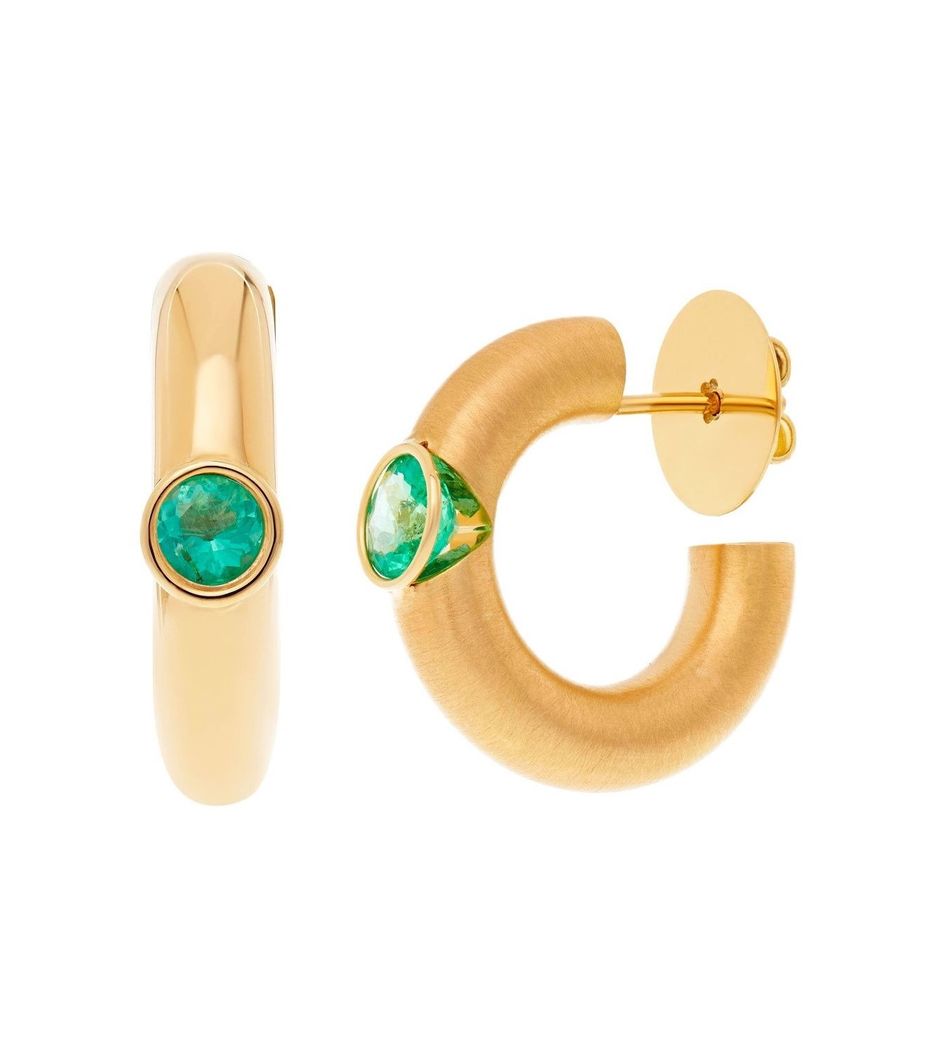 brinco-argola-chuncky-de-ouro-com-esmeralda brinco-argola-chuncky-de-ouro-com-esmeralda