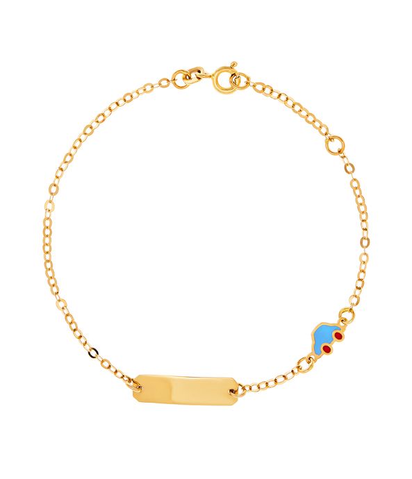 Pulseira infantil carro de ouro com esmalte