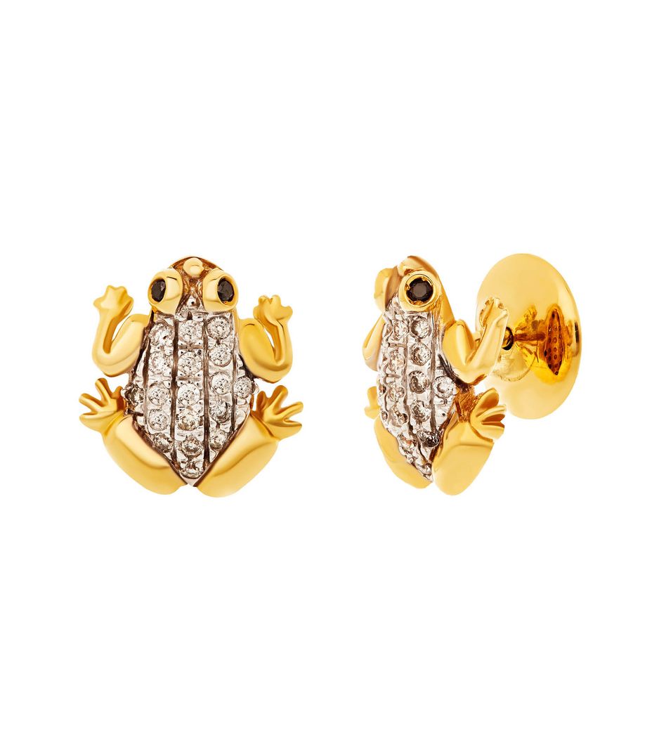 brinco-stud-sapo-de-ouro-com-diamantes-brilhantes-e-negros brinco-stud-sapo-de-ouro-com-diamantes-brilhantes-e-negros
