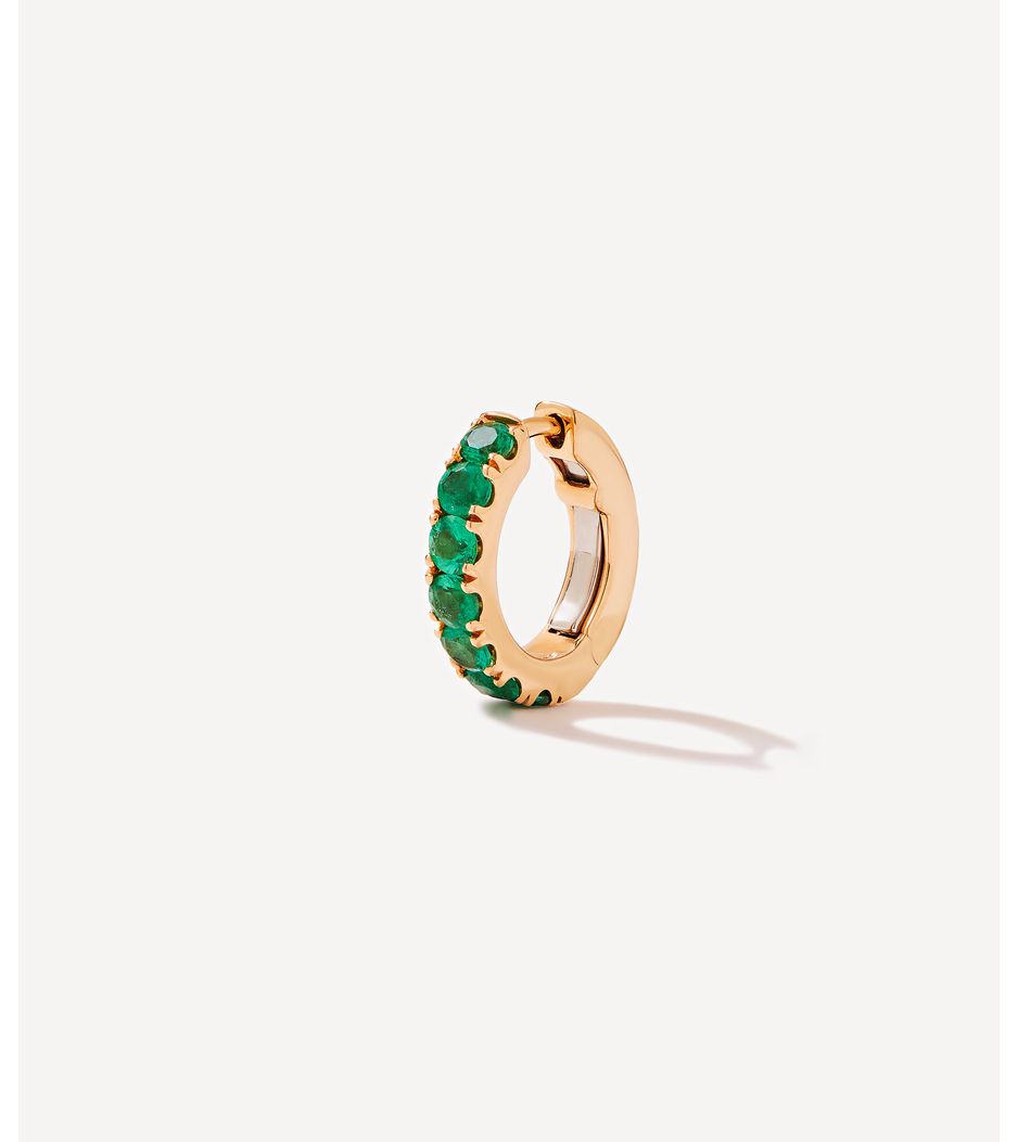brinco-de-argola-unico-de-ouro-rosa-com-esmeraldas brinco-de-argola-unico-de-ouro-rosa-com-esmeraldas