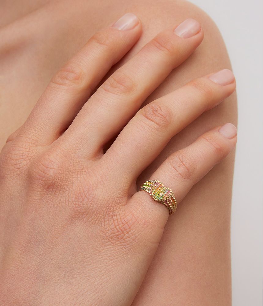 anel-de-dedinho-coracao-yvonne-leon-de-ouro-esmaltado