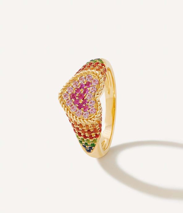 anel-de-dedinho-coracao-yvonne-leon-de-ouro-com-safiras-coloridas