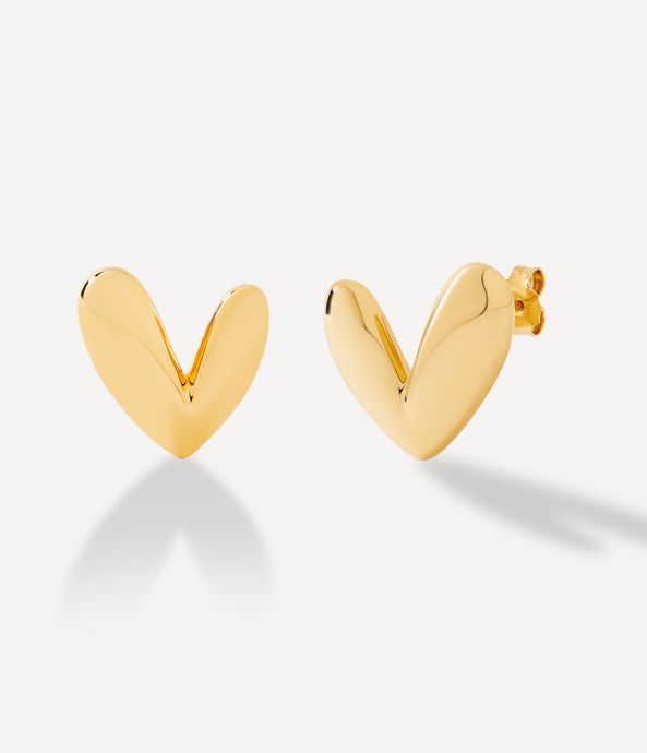 brinco-stud-coracao-chunky-de-ouro