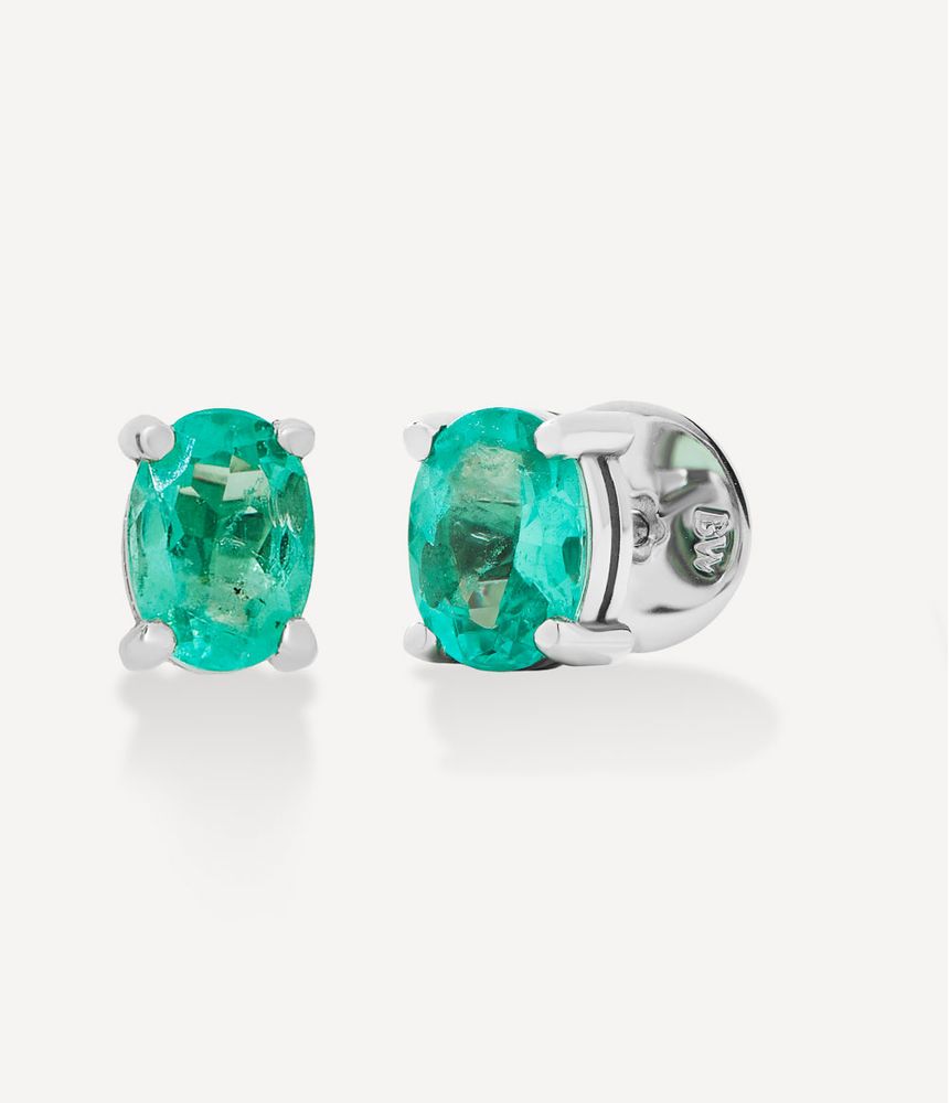 Brinco-solitario-esmeralda-oval-shape-de-ouro-branco