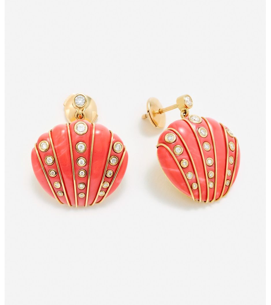 paire-de-boucles-doreille-coquillage-corail-or-jaune paire-de-boucles-doreille-coquillage-corail-or-jaune