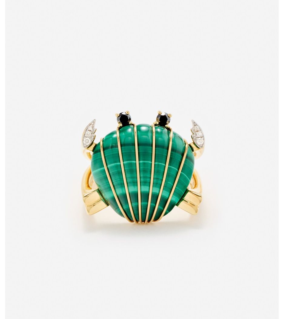 bague-crabe-coquillage-malachite-or-jaune bague-crabe-coquillage-malachite-or-jaune