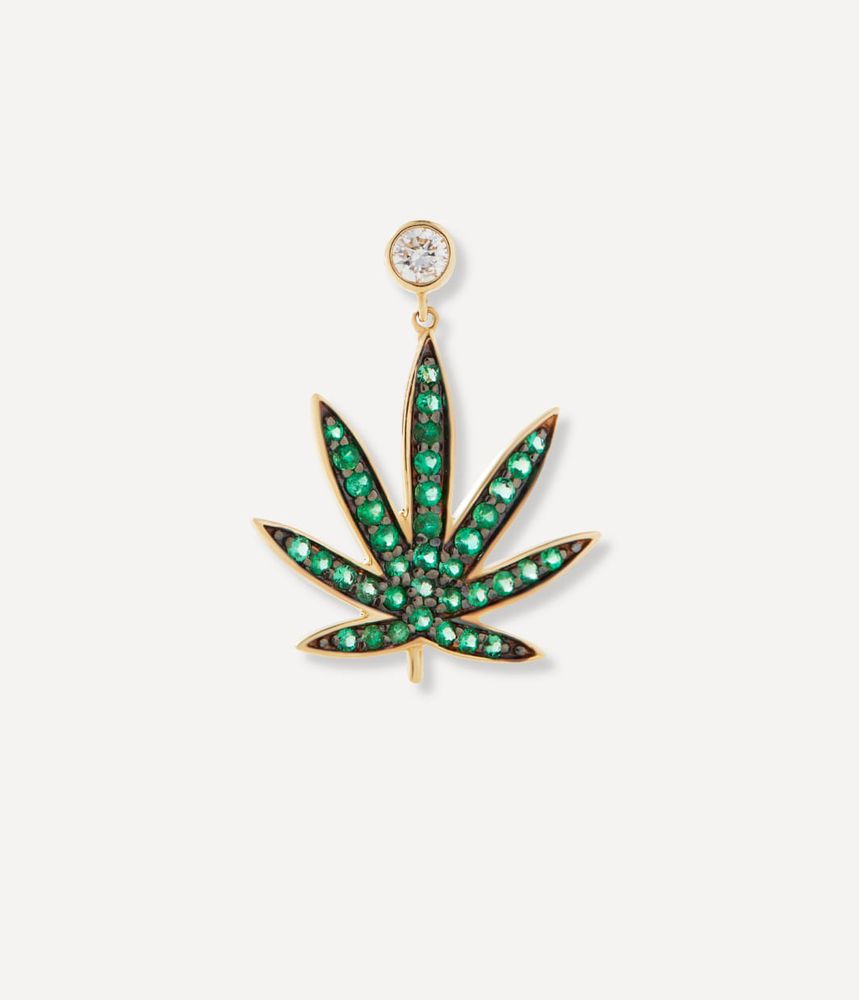 Brinco-unico-marijuana-summer-breeze-de-ouro-com-esmeralda